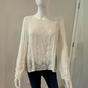 Women's Lucky Brand Embroidered Long Sleeve Blouse Size S